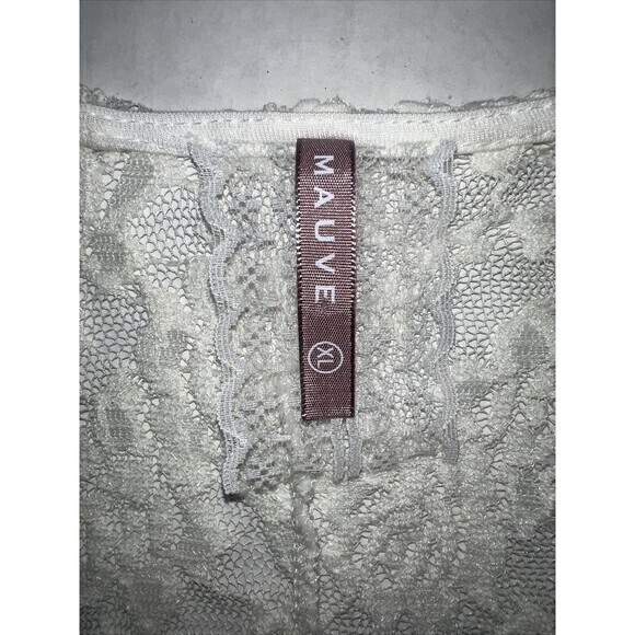 Mauve Lace Crocheted 3/4‎ Sleeve Size XL Fringed Bottom Open Front Cover-up - Picture 4 of 7